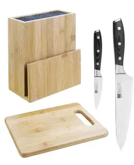 Kuchyňské nože TSUKI Sada nožů 3ks Tsuki - v bloku a krájecí deska