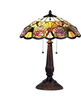 Stolní lampy Clayre&Eef Květinová stolní lampa Rose, Tiffany styl