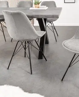 Luxusní jídelní židle Estila Designová moderní židle Scandinavia s manšestrovým šedým čalouněním