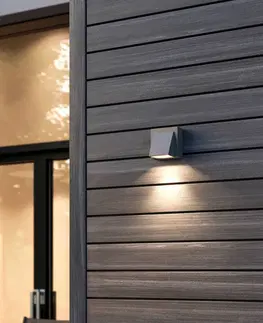 Venkovní nástěnná svítidla Lucande Stříbrně šedé LED venkovní nástěnné svítidlo Marik