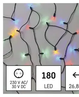 LED řetězy EMOS LED vánoční řetěz – tradiční, 26,85 m, venkovní i vnitřní, multicolor D4AM13