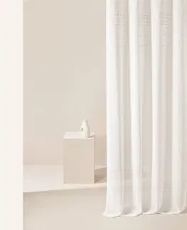 Záclony Moderní krémový závěs Marisa se stříbrnými průchodkami 140 x 260 cm