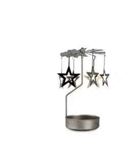 Vánoční dekorace Kovové andělské zvonění s hvězdičkami, stříbrná