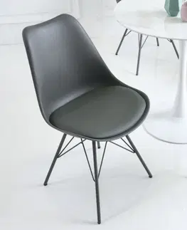 Luxusní jídelní židle Estila Designová šedá jídelní židle Scandinavia s čalouněním z eko-kůže 85 cm