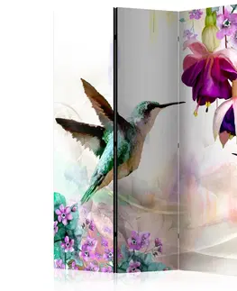 Paravány Paraván Hummingbirds and Flowers Dekorhome 135x172 cm (3-dílný)