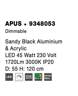 LED lustry a závěsná svítidla NOVA LUCE závěsné svítidlo APUS černý hliník a akryl LED 45W 230V 3000K IP20 stmívatelné 9348053