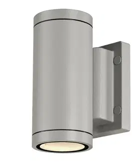 Moderní venkovní nástěnná svítidla SLV BIG WHITE MYRA, venkovní nástěnné svítidlo, QPAR51, IP55, up/down, stříbrošedé, max. 70 W 233114