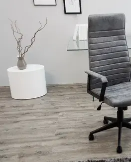 Designové a luxusní křesla do pracovny a kanceláře Estila Moderní kancelářská židle Lazio s čalouněním tmavě šedé barvy na kolečkách 115-125cm