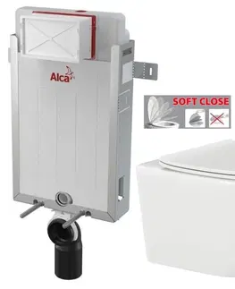 WC sedátka ALCADRAIN Renovmodul předstěnový instalační systém bez tlačítka + WC INVENA TINOS  + SEDÁTKO AM115/1000 X NO1