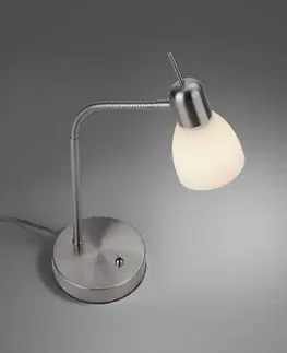 Lampy na noční stolek LEUCHTEN DIREKT is JUST LIGHT Stolní lampa, barva ocel, stínidlo, E14, do interiéru, IP20
