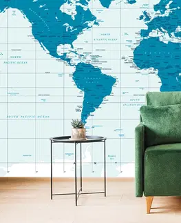 Samolepící tapety Samolepící tapeta politická mapa světa v modré barvě