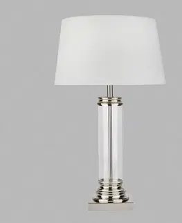 Stolní lampy Searchlight Stolní lampa Pedestal stříbro s krémovým stínidlem