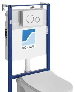 Záchody SAPHO Závěsné WC BRILLA Rimless bílá s podomítkovou nádržkou a tlačítkem Schwab, bílá 100614-SET5