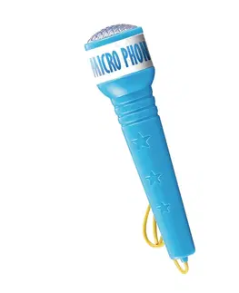 Dřevěné hračky Teddies Mikrofon karaoke s projektorem, na baterie, modrá
