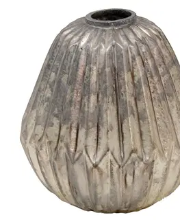 Dekorativní vázy Béžovo-šedá antik dekorační skleněná váza - 10*10*11 cm Clayre & Eef 6GL3582