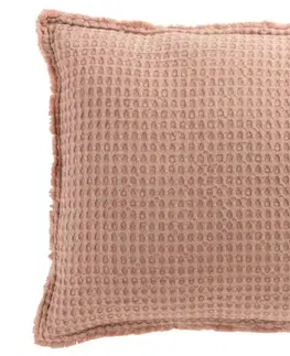 Dekorační polštáře Růžový bavlněný vaflový polštář Waffle - 50*50 cm J-Line by Jolipa 3085