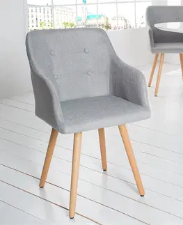 Luxusní jídelní židle Estila Retro židle s opěrkami Scandinavia drukovaná šedá