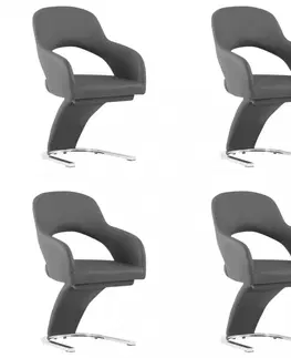 Židle Jídelní židle 4 ks umělá kůže / chrom Dekorhome Černá