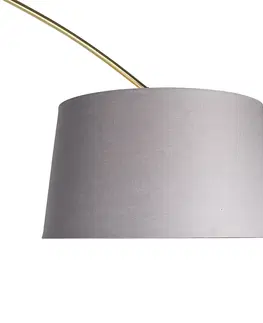 Obloukove lampy Oblouková lampa mosaz s mramorovým látkovým stínidlem šedá 45 cm - XXL
