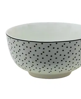 Mísy a misky Porcelánová miska s černými puntíky Black Dot - Ø 14*7 cm Clayre & Eef SDBO