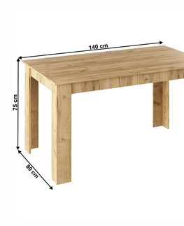 Jídelní stoly Jídelní stůl PITIFOLIA 140x80 cm, dub artisan