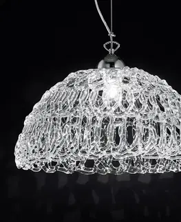 Závěsná světla Novaresi Průhledné skleněné závěsné světlo Cobweb, 46 cm