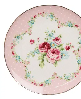 Talíře Růžový porcelánový dezetní talířek Laverne - Ø 20*2 cm Clayre & Eef 6CEDP0127