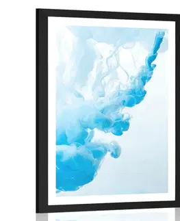Abstraktní a vzorované Plakát s paspartou modrý inkoust ve vodě