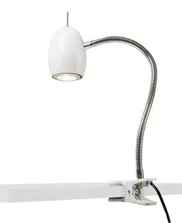 Stolni lampy Designová příchytka bodová bílá s flex ramenem - Egg
