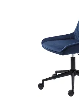 Kancelářská křesla Furniria Designová kancelářská židle Dana modrý samet