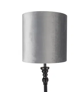 Stojaci lampy Klasická stojací lampa černá s šedým stínidlem 40 cm - Classico
