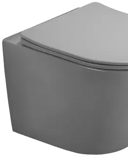 Záchody MEXEN Lena Závěsná WC mísa včetně sedátka s slow-slim, z duroplastu, světle šedá mat 30224061