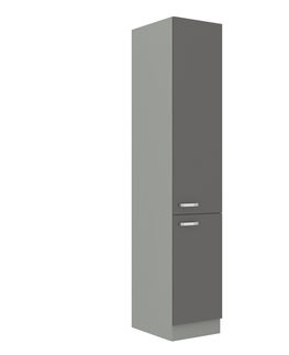 Kuchyňské linky AVERNA, skříňka vysoká 40 DK-210 2F, korpus: platinově šedá, dvířka: šedý lesk