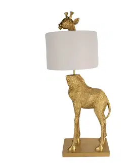 Lampy Zlatá stolní lampa se žirafou Giraffe - 39x30x85 cm Clayre & Eef 5LMC0025