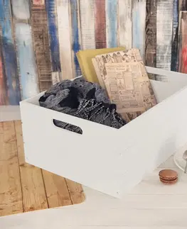 Úložné boxy Orion Dřevěná bedýnka, bílá, 36 x 26 x 15 cm