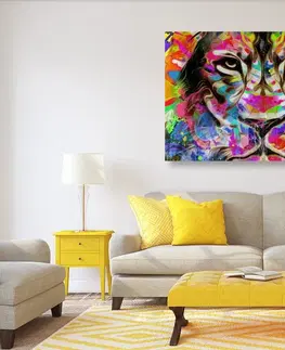 Pop art obrazy Obraz barevná hlava lva