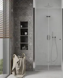 Sprchové kouty MEXEN LIMA skládací dveře 70x190 cm 6mm, chrom, transparent se stěnovým profilem 856-070-000-01-00