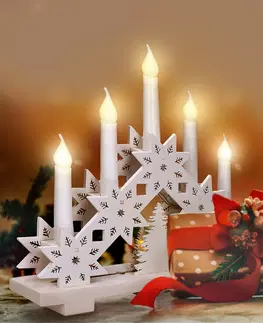 LED osvětlení na baterie Solight LED vánoční svícen s hvězdami, 30cm, 5x LED, 2x AA 1V265