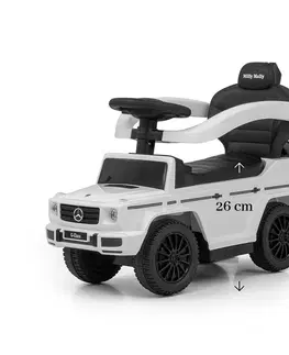 Dětská vozítka a příslušenství Milly Mally Odrážedlo s vodicí tyčí Mercedes G350d bílá, 94 x 40 x 69 cm