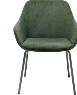 Jídelní židle KARE Design Zelená čalouněná židle s područkami Avignon