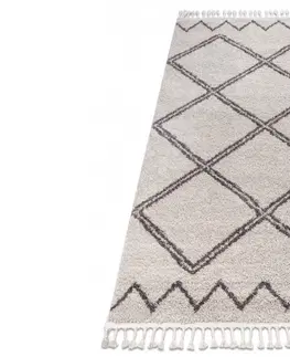 Koberce a koberečky Dywany Lusczow Kusový shaggy koberec BERBER ASILA krémový, velikost 80x150