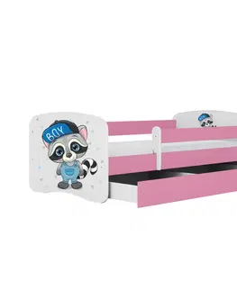 Dětské postýlky Kocot kids Dětská postel Babydreams mýval růžová, varianta 80x180, se šuplíky, bez matrace