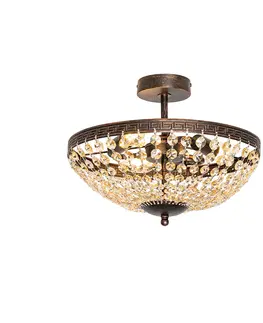 Stropni svitidla Klasické stropní svítidlo bronzové a křišťálové 3-světelné - Mondrian