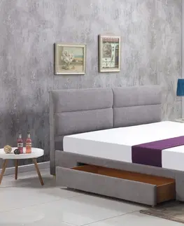 Postele HALMAR Čalouněná postel Dona 160x200 cm dvoulůžko - šedá