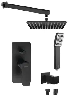 Sprchy a sprchové panely SAPHO SPY podomítkový sprchový set s pákovou baterií, 2 výstupy, černá PY42/15-01