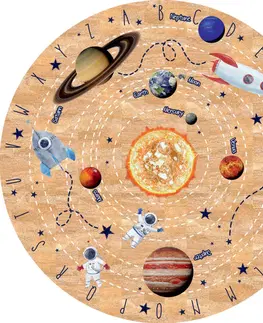 Korkové koberce Kruhový koberec z korku - Vesmírné planety