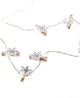 Vánoční řetězy a lamety DecoKing Světelný řetěz na fotografie KALEO s kolíčky hnědo-bílý
