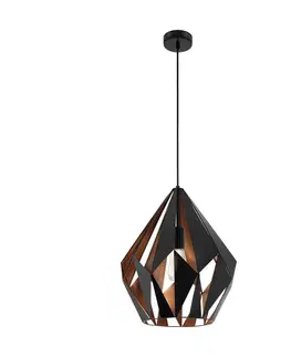 Závěsná světla EGLO Závěsné světlo Carlton, černá/měď, Ø 38,5 cm