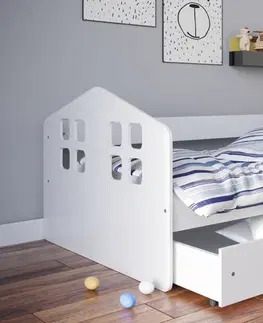 Dětské postýlky Kocot kids Dětská postel Kacper bílá, varianta 80x160, se šuplíky, s matrací