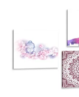 Sestavy obrazů Set obrazů Feng Shui v růžovém provedení